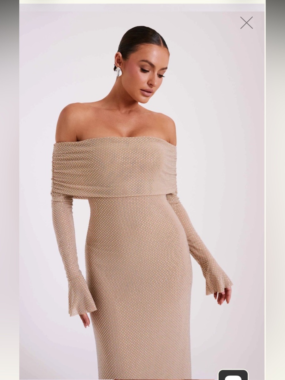 Off Shoulder Diamanté Maxi - Nude rhinestone size  medium  Marcel dress - Picture 7 of 16